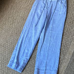 Talbots  Cotton Linen Drawstring Pant in Blue Size 6 Photo 0