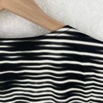 Worthington Stretch Satin Abstract Stripes V Neck Short Sleeve Button Front Top Photo 11