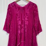 Johnny Was Women's XS Magenta Fuchsia Floral Embroidered Blouse Photo 1