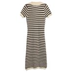 The Workshop Crocheted Midi Dress S Brown Striped Collared Retro Cotton Knit Photo 5