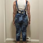 One of a Kind Patchwork Denim Overalls β Medium Petite Cropped Jean Jumpsuit Blue Size undefined Photo 3