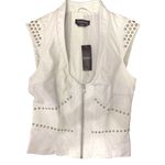 Bebe Danica Studded All Leather Vest Egret White Size S Photo 11