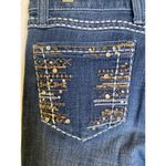 Rock 47 by Wrangler Women’s Bootcut Embelished Low Rise Dark Denim Jeans Sz 28L Blue Photo 6