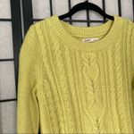 Old Navy Cable Knit Crochet Pattern Crewneck Sweater Yellow Green Medium Photo 1