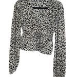 ZARA  animal print cropped tie front long sleeve top peplum Photo 3
