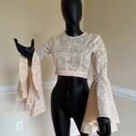 Bell Sleeve Lace Crop Top Butterfly Sleeve Blouse Lace Tee T Photo 6