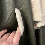 GeeGee  Women’s Faux Fur Suede Lapel Vest Sherpa Lined Olive Green Size Small Photo 3