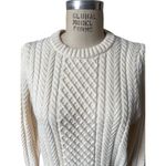 J.Crew  Cable-knit Puff-sleeve Crewneck Sweater in Vintage White Size Large Photo 1