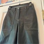 Wilfred  Free Aritzia Black Vegan Leather Straight Leg Pants with White Stitching Photo 2
