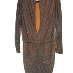 Retrofête Gold Flynn ruched sequined tulle mini dress size L Photo 8