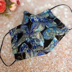 Black Blue Gold Metallic Butterflies Luxury Face Mask Multiple Photo 2