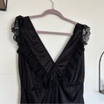 Vintage Elissia Black V Neck Lace Nightie Romper Bodysuit Size Medium Photo 2