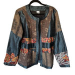 ANU Size L Silk Wool Blend Colorful Patchwork Art to Wear Boxy Lightweight Coat Size L Photo 0