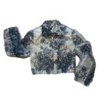 Vintage 90’s Rare Mesmerize Fuzzy Long Eyelash Zip Front Crop Top/Jacket, Sz S Blue Photo 8