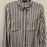 Anthropologie SANCTUARY Black White Striped Buttons Down Long Sleeve Shirt Photo 0