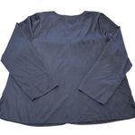 Eloquii Blouse Womens 14 Navy Long Sleeve Tie Front Plus Size Stretch Top Photo 1