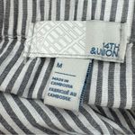 14th & Union ‎ Striped Button Back Off The Shoulder Shirt Grey White Medium Photo 8