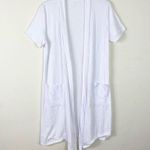 Hybrid & Company White Ribbed Short Sleeve Open Face Long Cardigan Sweater 1X Photo 0