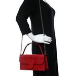 Christian Louboutin Calfskin Alligator Embossed Elisa Baguette in Red Photo 1