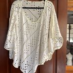 Free People  Dot To Dot Eyelet Top Split Bell Sleeve Poncho Shirt Size S Photo 1