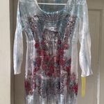 Fairy Elegant Floral Sheer Top Large NWT Blue Photo 0