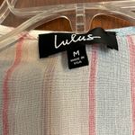 Lulu’s long sleeve, tie front crop top pin, blue, white stripes size m Pink Size M Photo 1