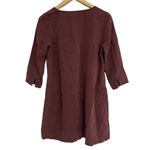 Michael Stars  Shift Dress V Neck Wine Burgandy Maroon Long Sleeve Size Small Photo 2