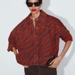 ZARA Zebra Print Oversized Denim Jacket Photo 0