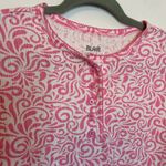 Blair  Pink and White Swirl Pointelle Henley Tee Photo 4