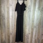 Monteau Size 3X Black Short Sleeve Cold Shoulder Wide Leg Jumpsuit 18” Leg Slit Photo 2