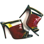 Christian Louboutin  Akenana Red Python Mules EU 36 – Exotic Luxury Slip-On Heels Photo 0