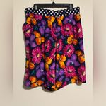 EUC Chaus Vintage Black & Purple Floral Polka Dot Rayon Shorts size 14 White Photo 5