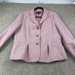 Talbots Pink Wool Tweed Blazer Jacket Womens Size 10 Peplum Pleated Button Front Photo 1