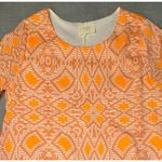 Anthropologie Everly Orange White Shift Dress Womens Medium Geometric Lined USA Photo 2