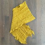 Eileen Fisher Gauze Stretch Wool Blend Ruffle Oblong Scarf Mustard Yellow 68"l Photo 1