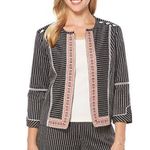 Rafaella  Mixed Prjnt Black White Pink Open Cropped Blazer Jacket PS Photo 1
