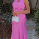 ZARA  maxi dress pink satin effect floral tie scarf wedding party cocktail Photo 4