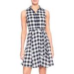 Banana Republic  Gingham Plaid Shirtdress Navy Blue Gray White Dress 8 Photo 10