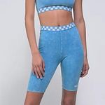 Vans  | Checked Out Niagara Blue Mineral Wash Sports Bra & Biker Short Set Blue Photo 0