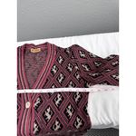 Vintage Antony Glasgow Cardigan Sweater Pink Black Knit Geometric Dog Pattern Red Photo 5