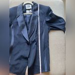 Vintage 90s Sioni Blazer Women’s Size 14 Navy Satin Lapel One Button Blue Photo 1
