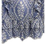 Olivaceous  eyelet embroidered ruffle top cropped flirty romantic blue white S Photo 5