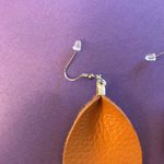 Brand New Camel Tan Teardrop Earrings Faux Leather Photo 2