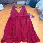 Chic Lace Trim Red Chemise Photo 0