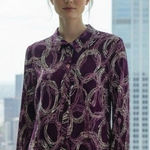Apt. 9  Womens S Purple Shirt Circles Print Office Professional Stretch Feminine Photo 0