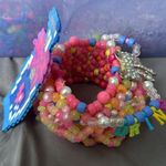 “Drink Me” Bow Pink Alice n Wonderland 3D Kandi Cuff for Music Festivals EDC Photo 1