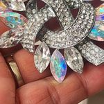 Large Statement Silver Iridescent Crystal Stones Brooch Pin Photo 4