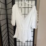 White Asymmetrical Puff Sleeve Bodysuit for sleeping or lounging Photo 1