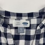 Old Navy Blue Gingham Checkered Linen Blend Henley Tunic Shirt XL Photo 2