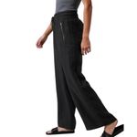 Athleta  Cabo Pull-On Linen Wide Leg Pants black sz 8 petite Photo 1